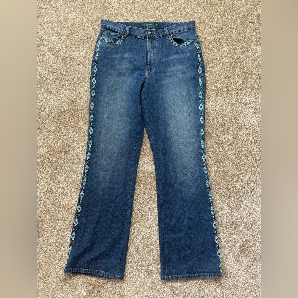Embroidered Blue Women's Jeans